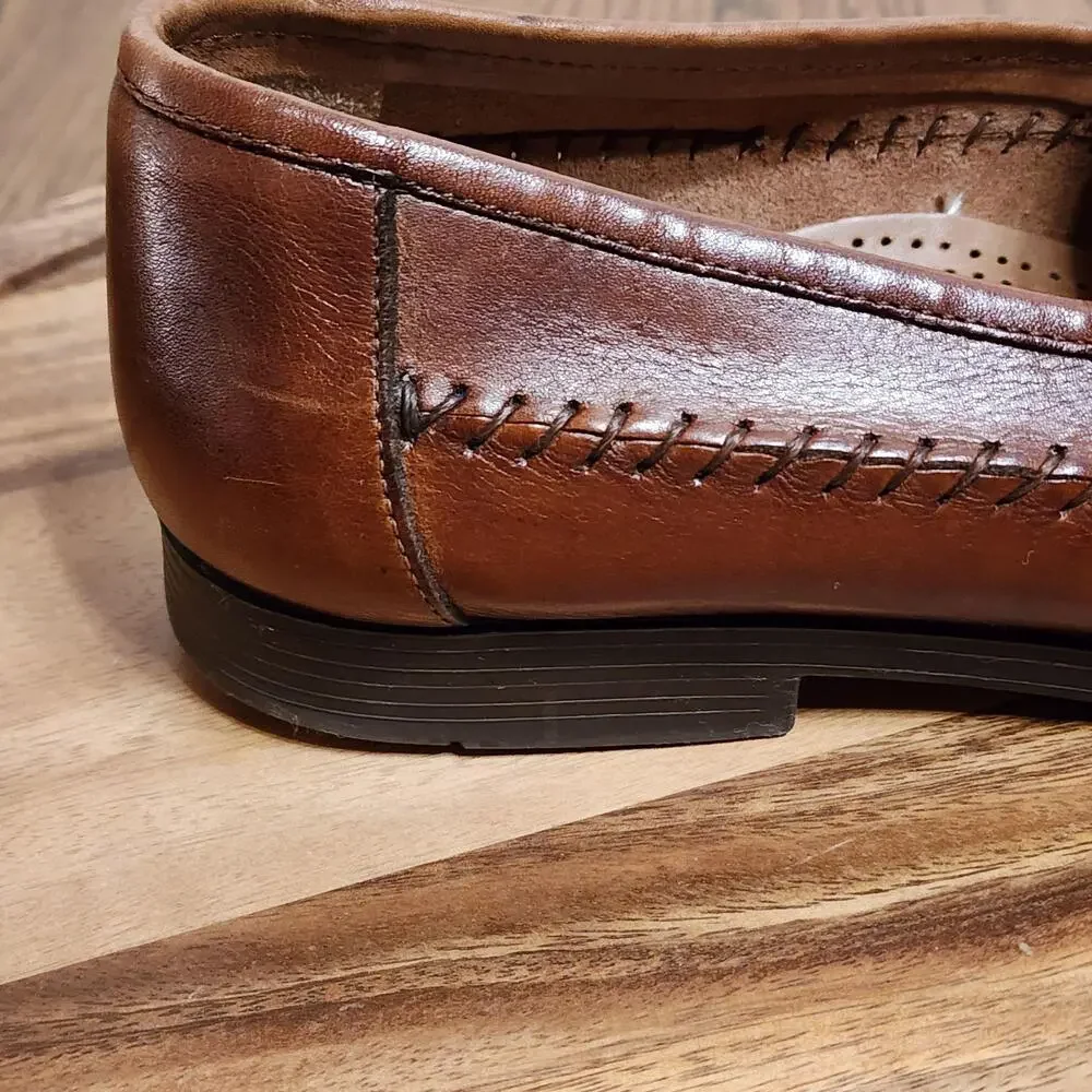 Giorgio Brutini Shoes Mens Size 10 Brown Leather Tassel Woven Slip On Dress